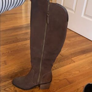 Brown knee high leather tall boots